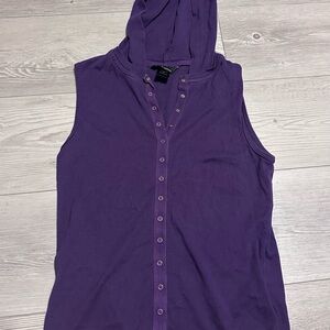 Vintage Y2K Moda International Purple Sleeveless Hooded Top